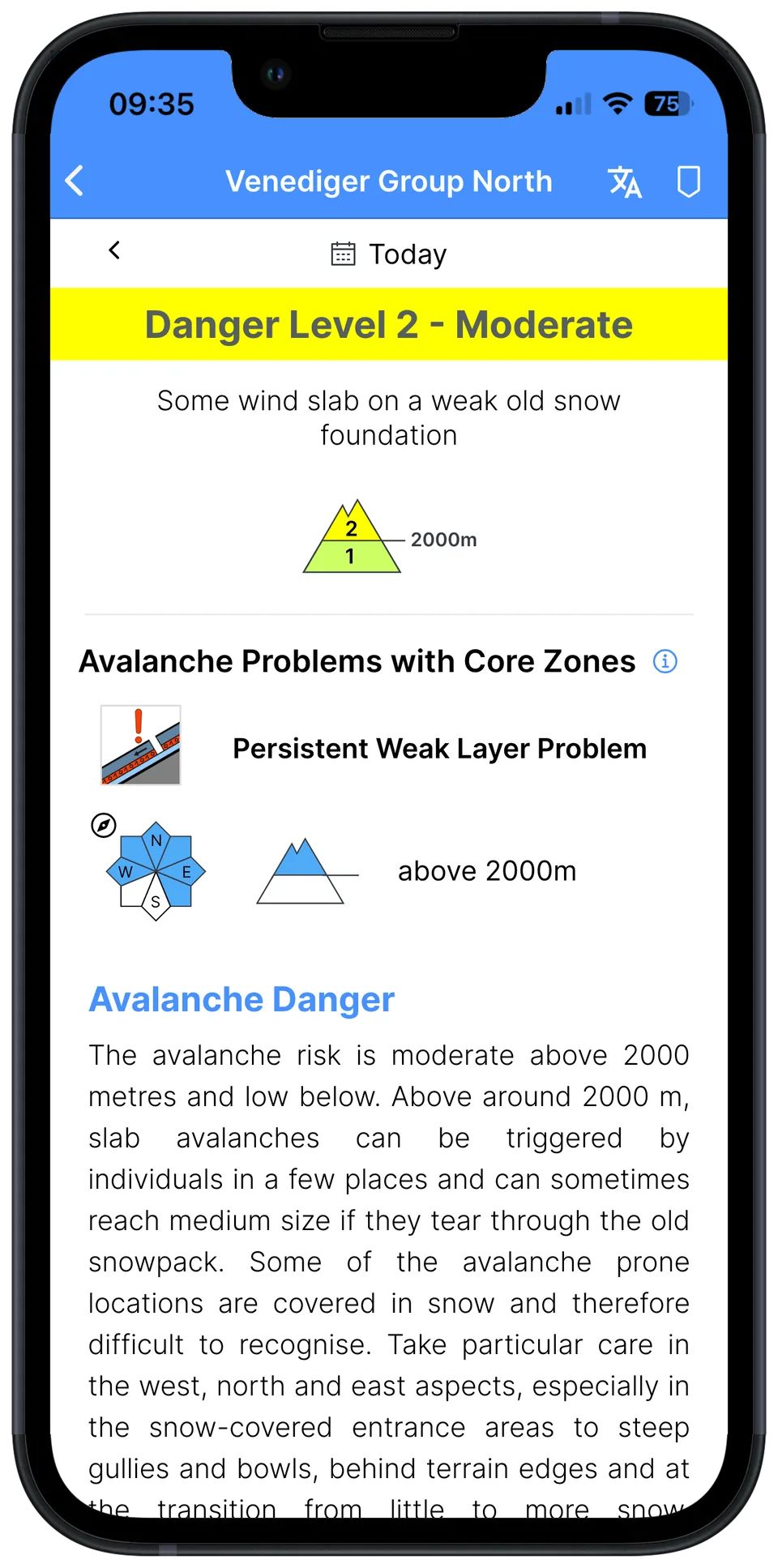 Mountainous Pattern SnowSafe – Avalanche app with bulletins, mountain weather and inclinometer