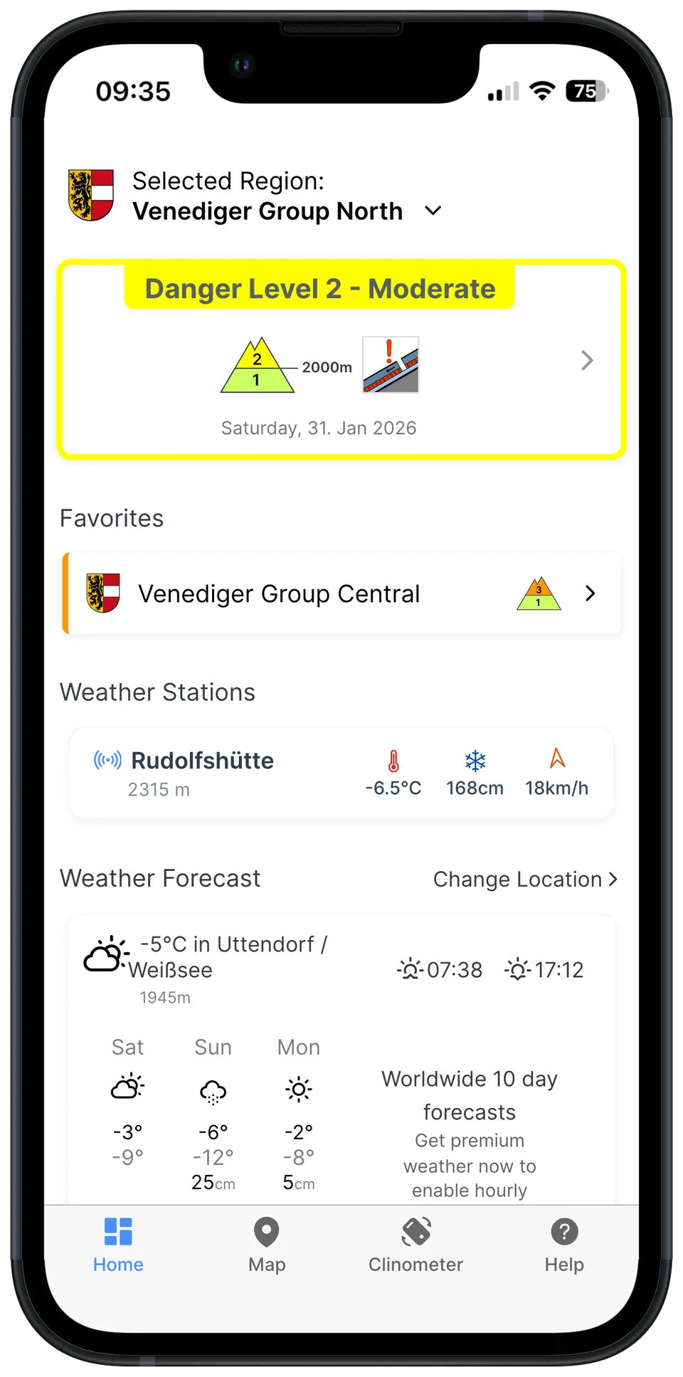 Mountainous Pattern SnowSafe – Avalanche app with bulletins, mountain weather and inclinometer